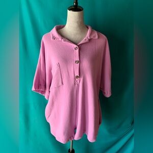 BUCKETLIST Pink Button-Down Women's Short Sleeve Collared Polo Pomper